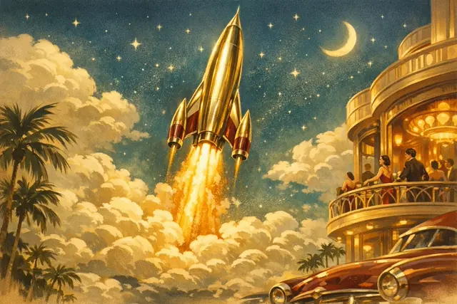 Golden Lift-Off crash game — golden retro rocket